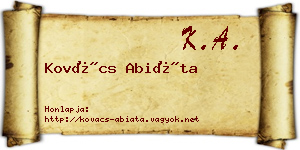 Kovács Abiáta névjegykártya